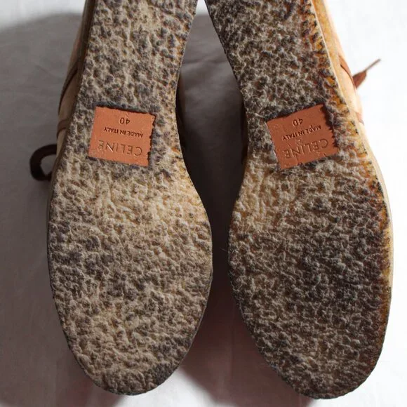 Celine Wedge Lace Up Pumps Loafers Manon Suede Leather 40 - Picture 9 of 9